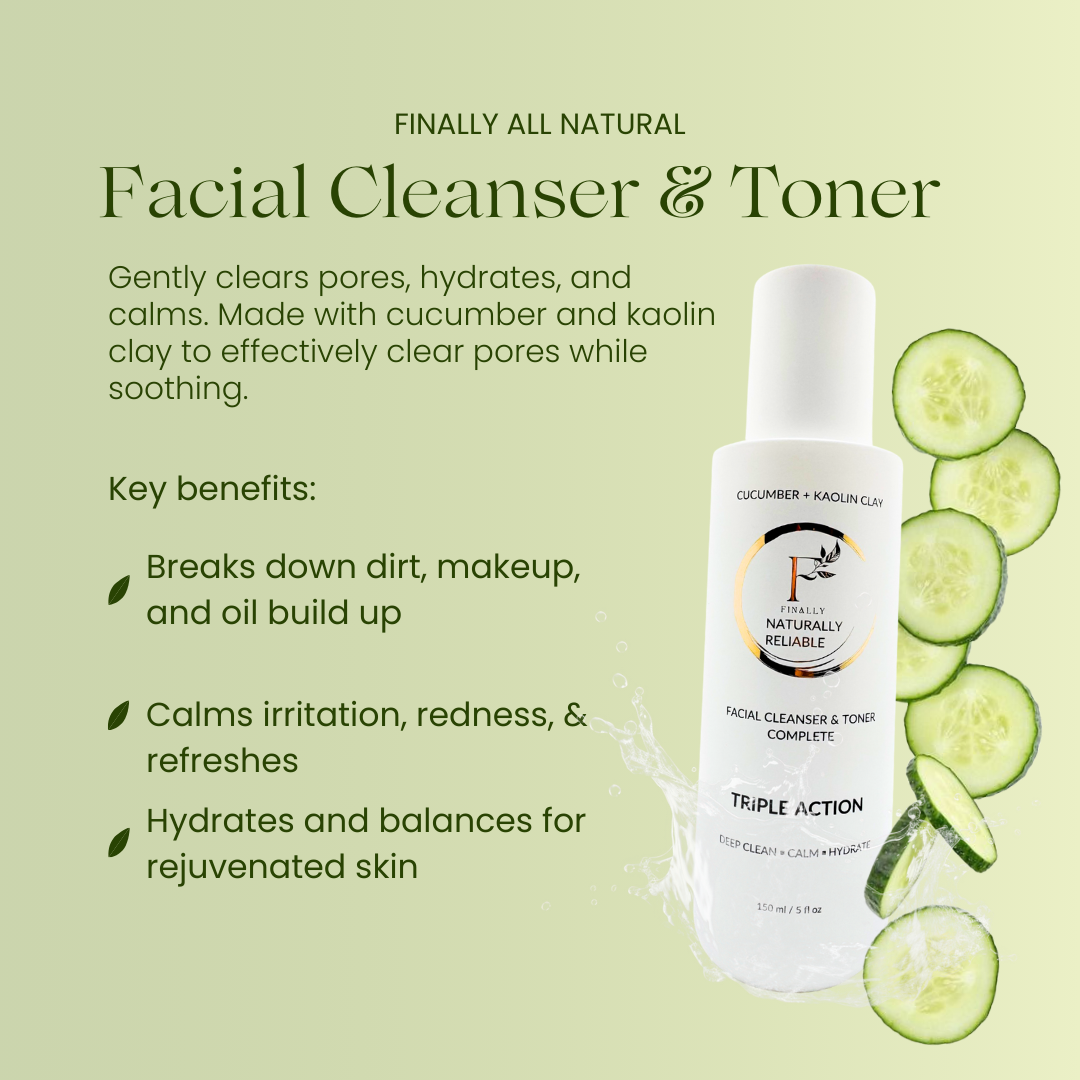 *New*Dual Action Natural Face Wash & Toner | Cucumber + Kaolin Clay