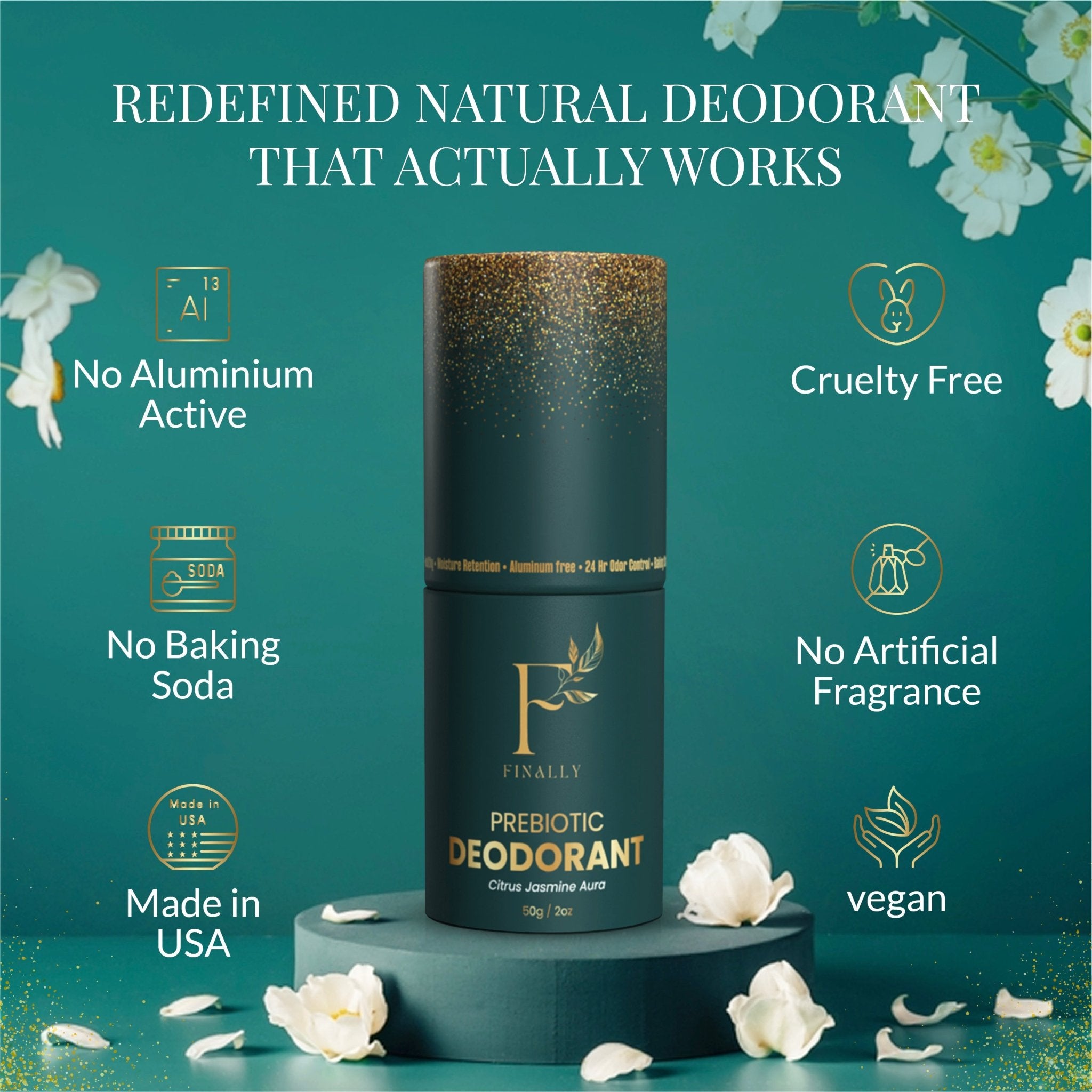 All Natural Prebiotic Jasmine Deodorant | Aluminum - Free - Finally All Natural