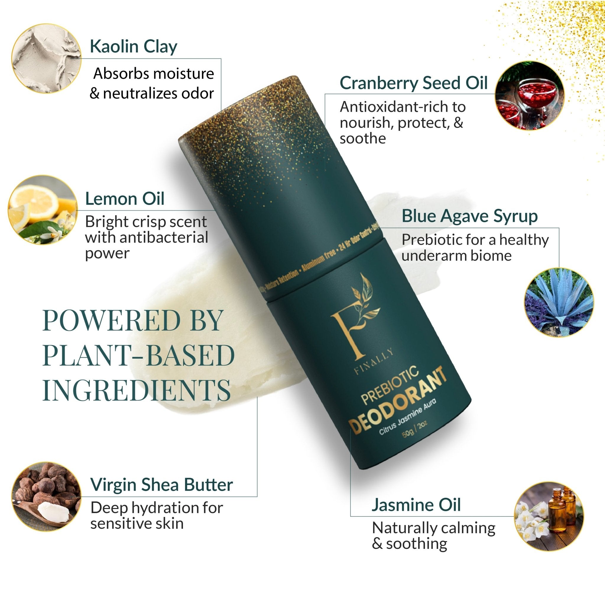 All Natural Prebiotic Jasmine Deodorant | Aluminum - Free - Finally All Natural