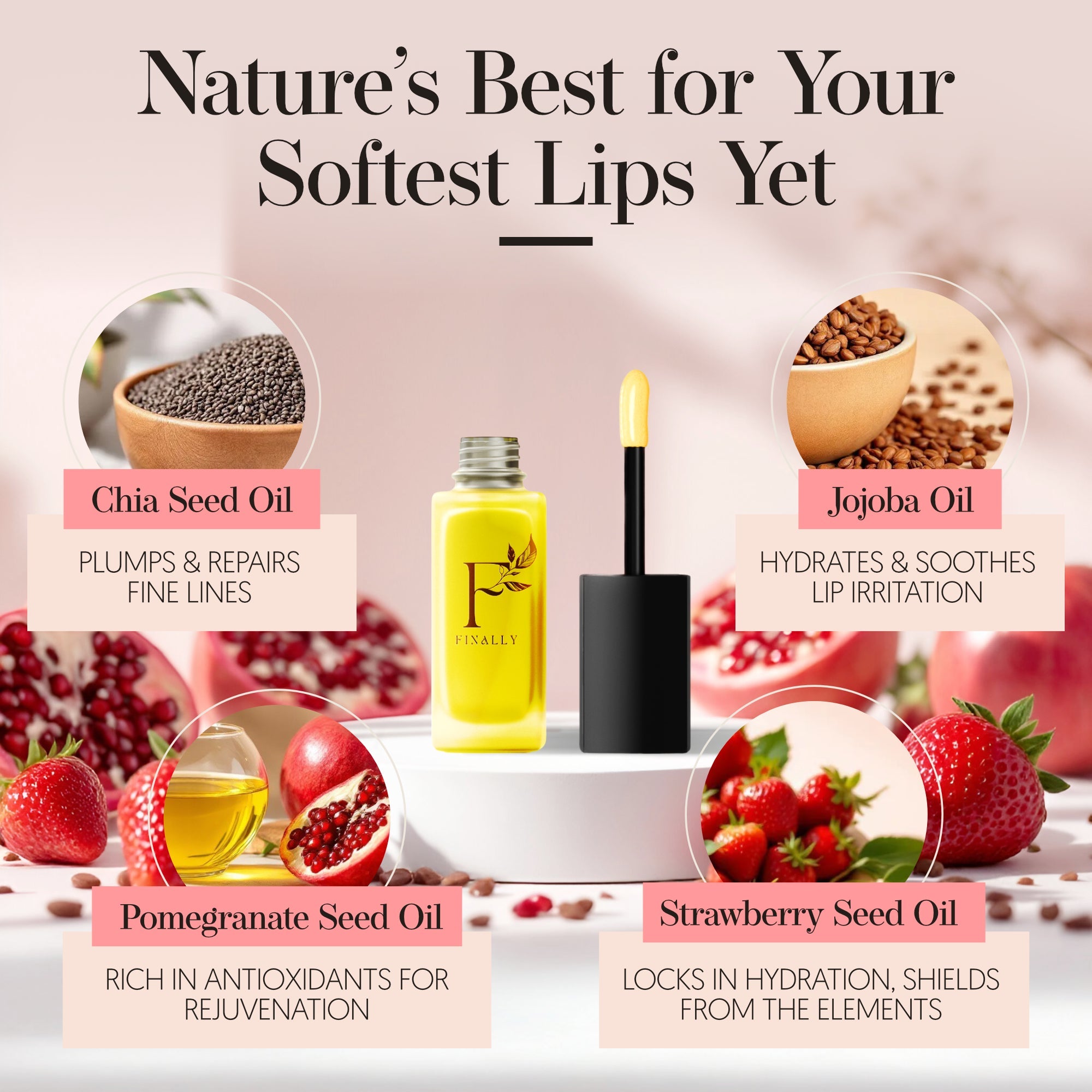 organic strawberry seed oil 100% Natural Antioxidant Lip Oil