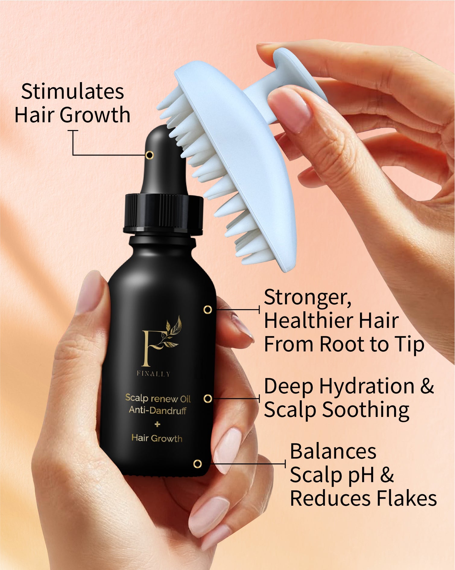 scalp oil and brush set for longer hair