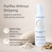*New* Dual Action Natural Face Wash & Toner | Cucumber + Kaolin Clay - Finally All Natural