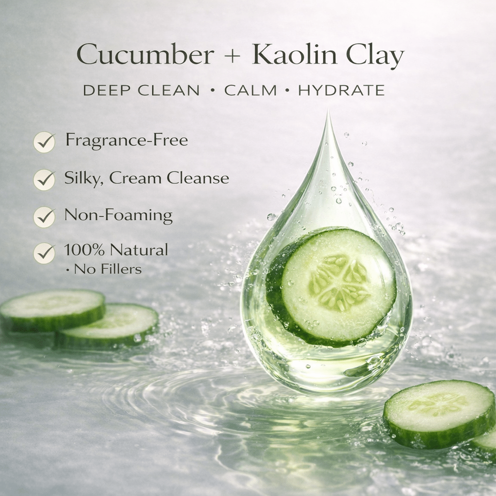 *New* Dual Action Natural Face Wash & Toner | Cucumber + Kaolin Clay - Finally All Natural
