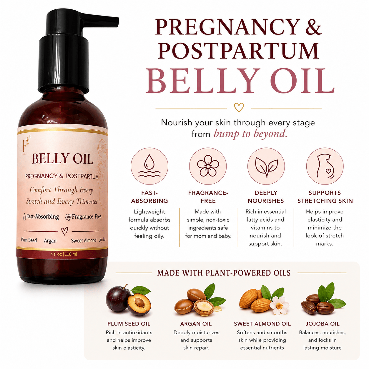 Pregnancy Belly Oil for Stretching Skin - Finally All Natural