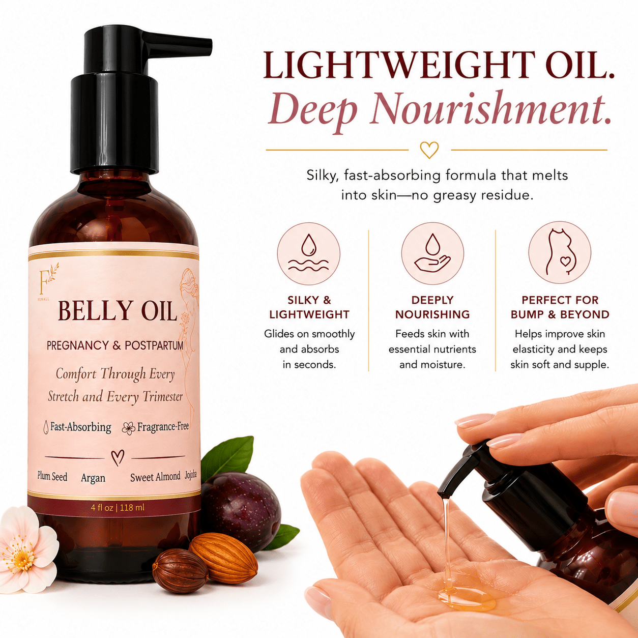 Pregnancy Belly Oil for Stretching Skin - Finally All Natural